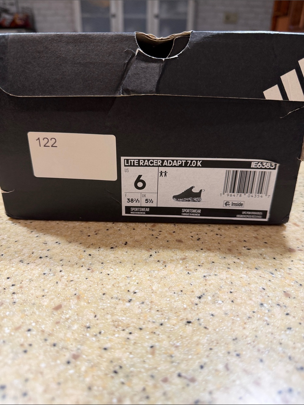 adidas Lite Racer Adapt 7.0 K Black Sneakers (Kids/Size 6 US)